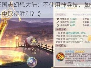 《三国志幻想大陆：不使用神兵技，如何在战斗中取得胜利？》