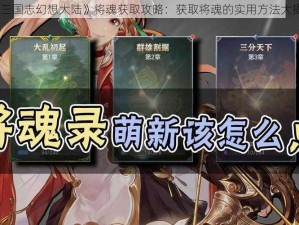 《三国志幻想大陆》将魂获取攻略：获取将魂的实用方法大揭秘